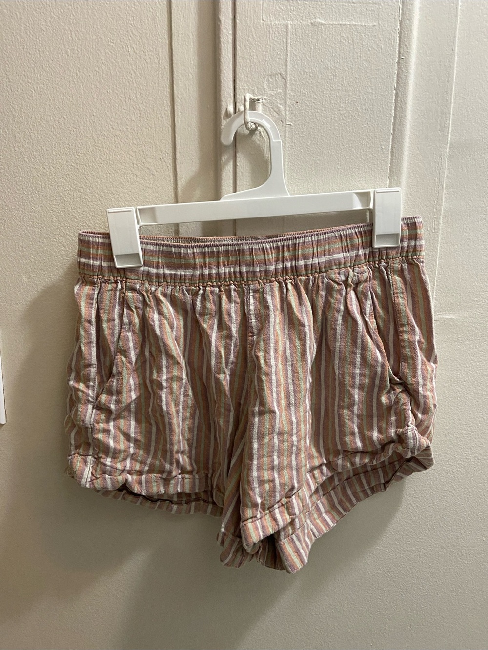 Patagonia Pink and Cream Striped Women’s Athletic Shorts